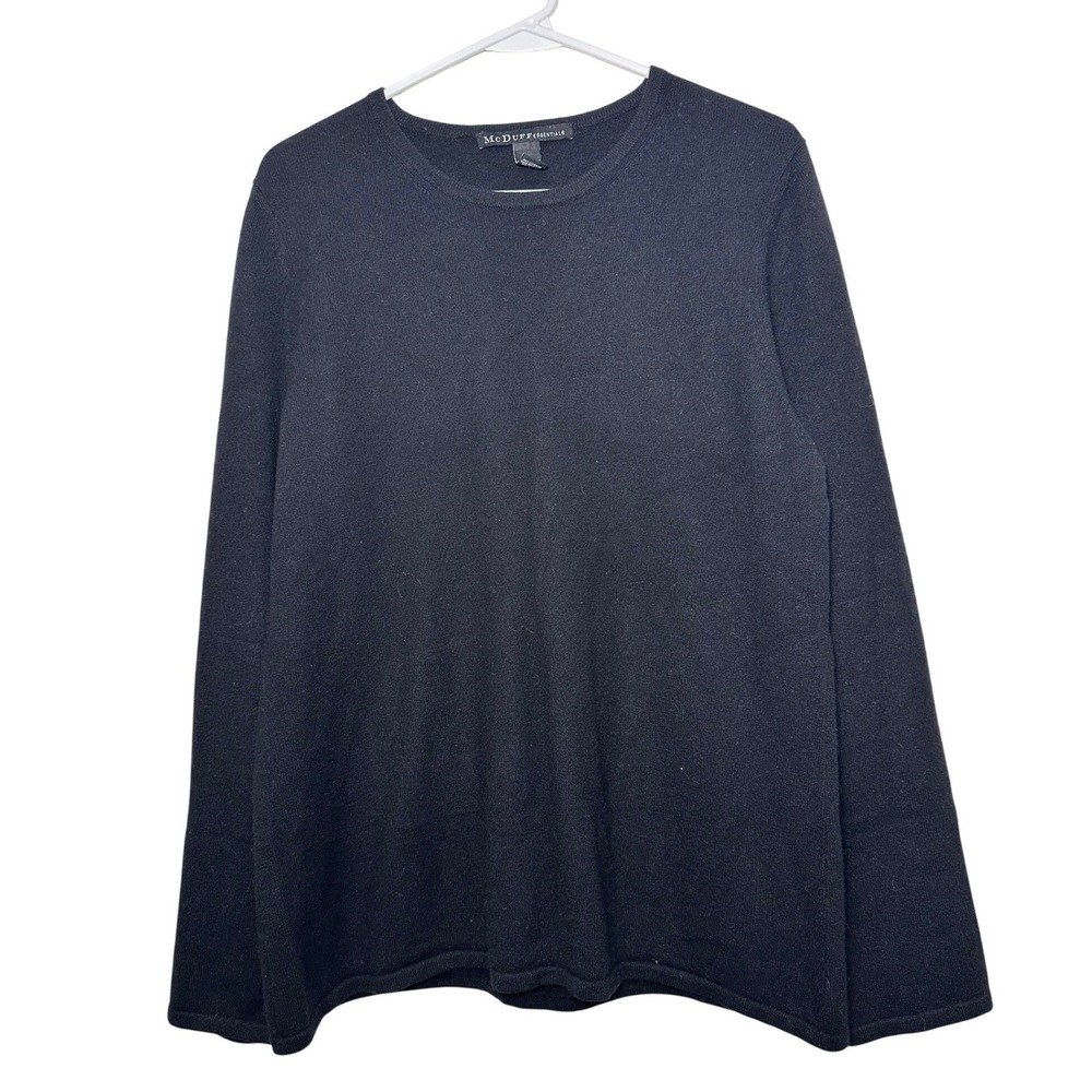 100% Cashmere ‎ McDuff Essentials Black Crewneck Sweater Womens XL Long Sleeve